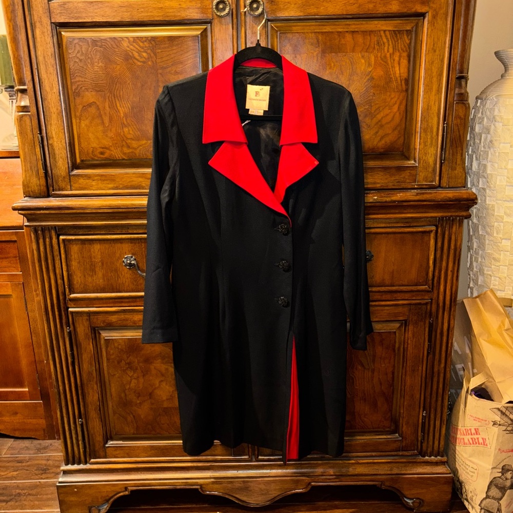 Vintage Fattaneh Bahari Black and Red Women's Blazer Dress Size 8P